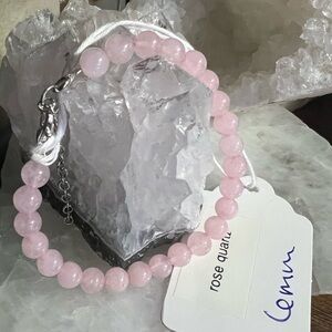 Handmade Rosequartz 6mm Gemstone Bracelet.
